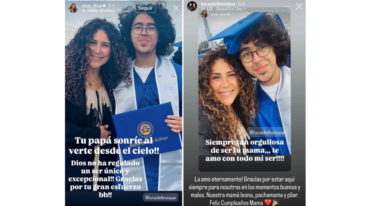 Vica Andrade y su hijo Luca del Bosque.
