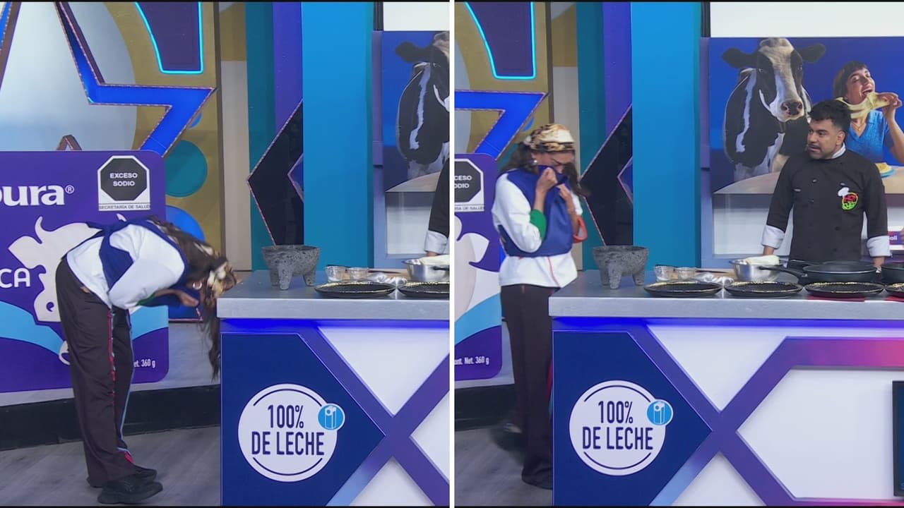 Galilea Montijo sufre con el molcajete en Hoy Soy el Chef 2026.