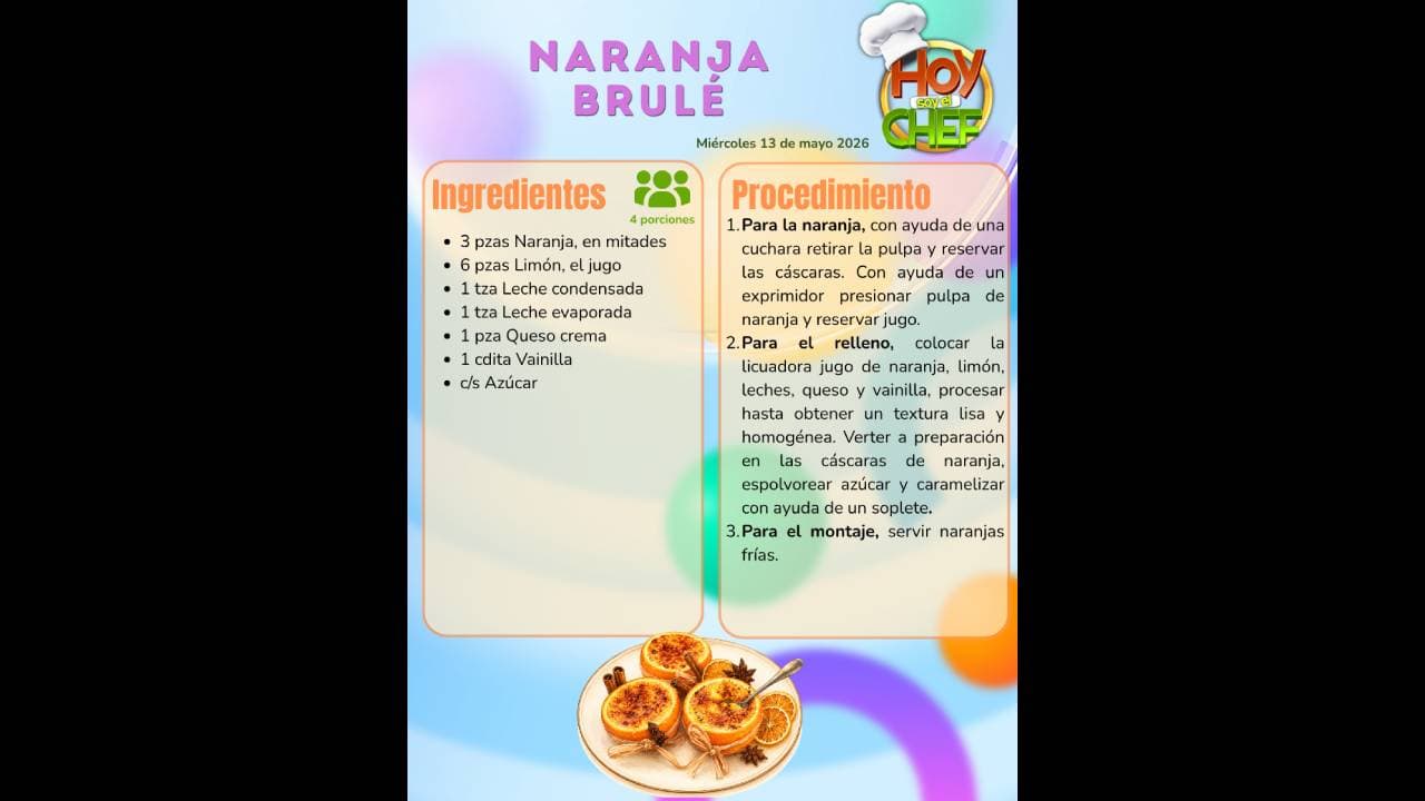 ¿Cómo preparar naranja brulé al estilo de Hoy soy el Chef? AQUÍ la receta completa