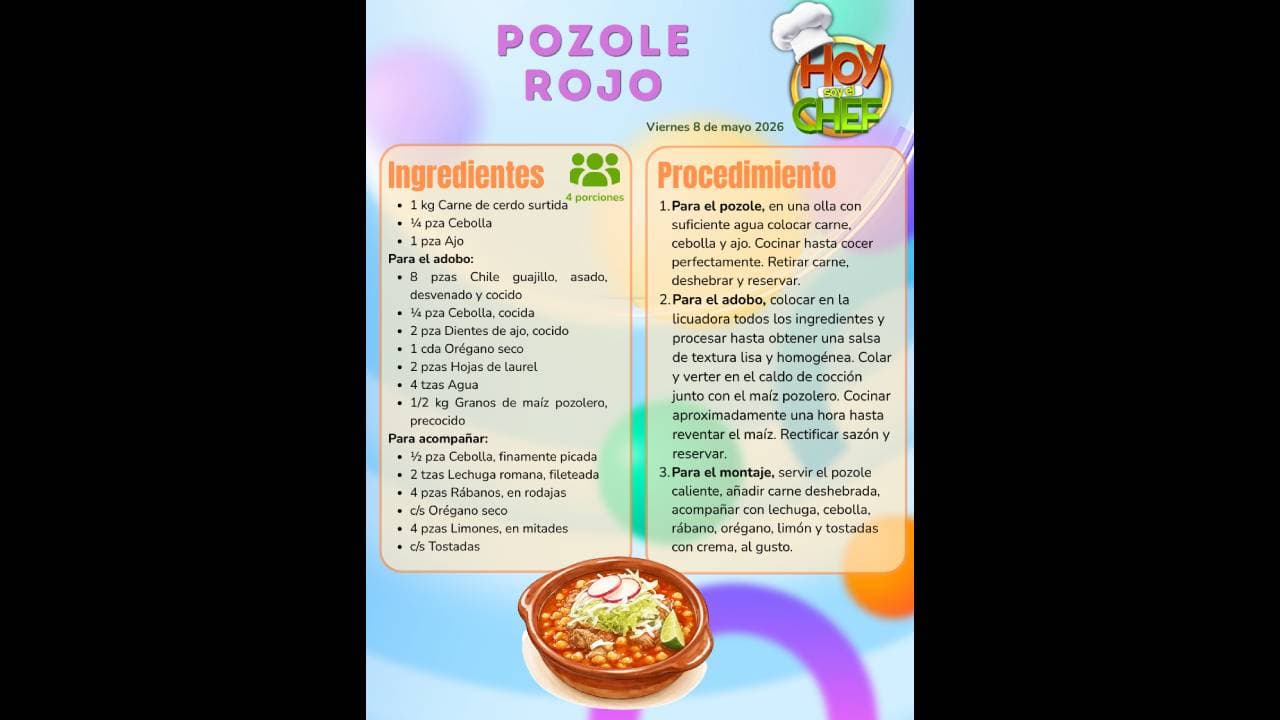 Prepara pozole rojo como en Hoy soy el Chef 2026: aquí la receta completa