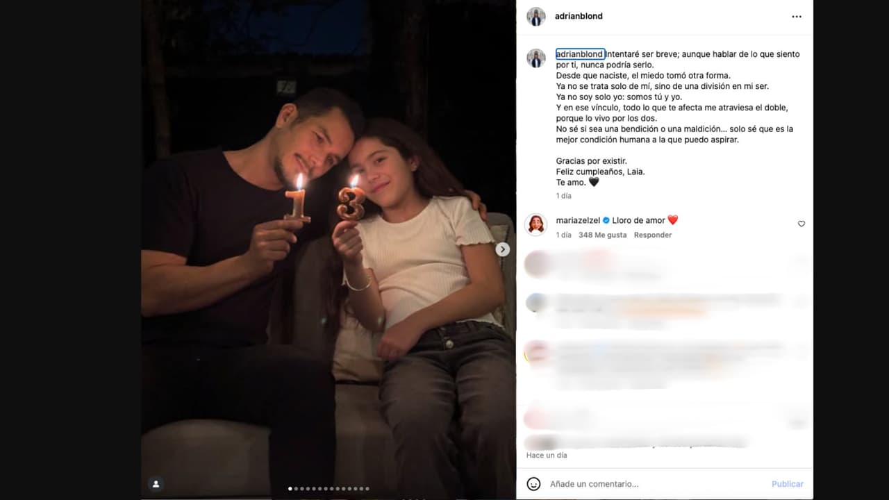 Adrián Rubio le dedica emotivo mensaje en Instagram a su hija Laia por su cumpleaños