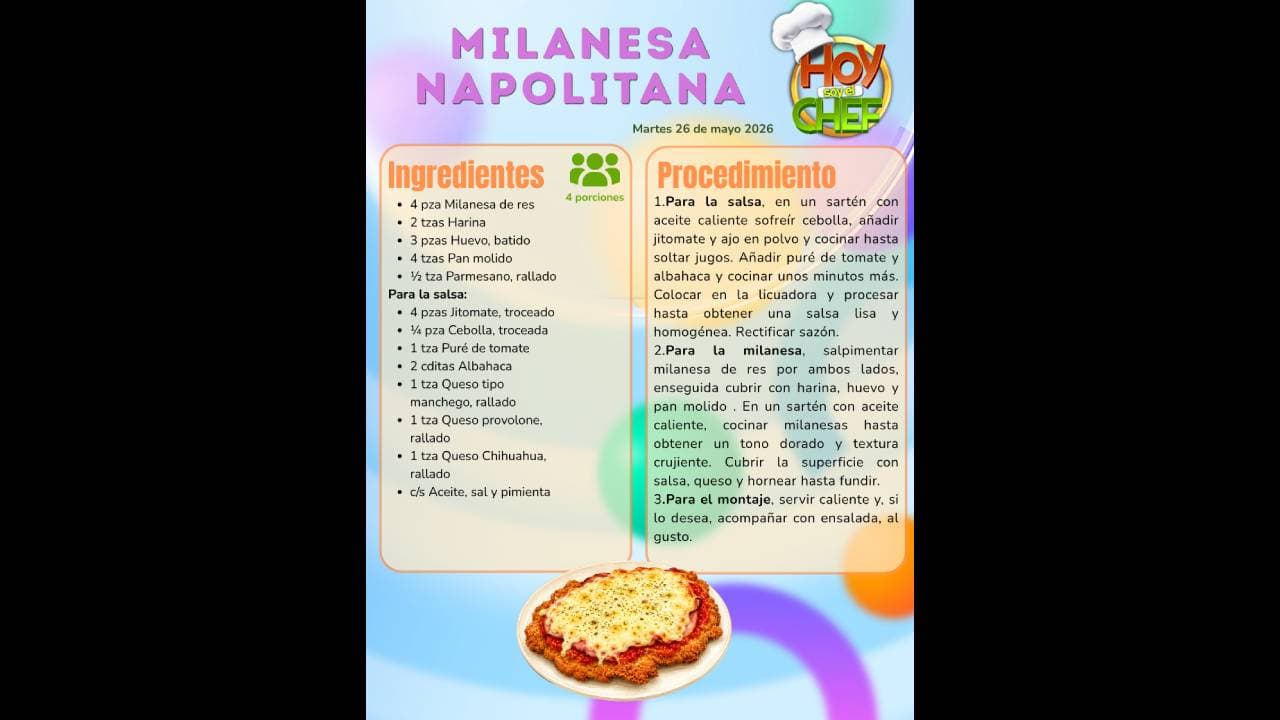 ¿Quieres hacer milanesa napolitana al estilo Hoy soy el Chef? AQUÍ la receta completa