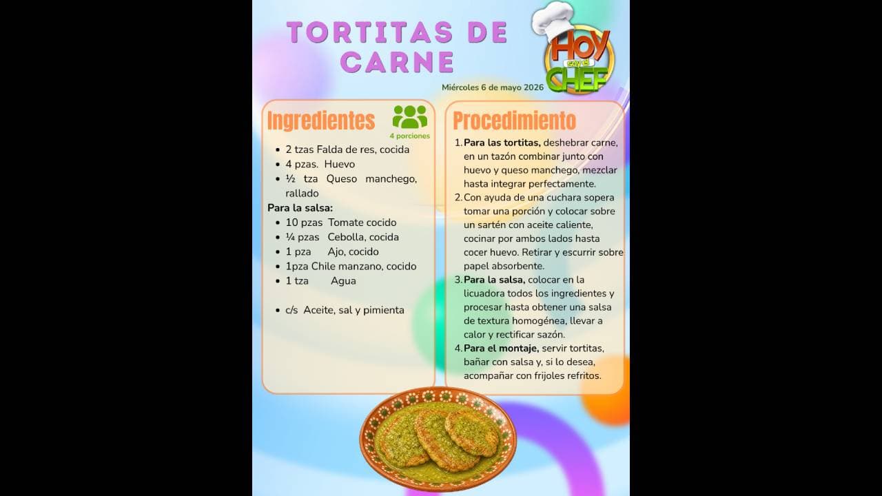 Hoy soy el Chef 2026 te da la receta de las Tortitas de carne: sigue el paso a paso y disfruta